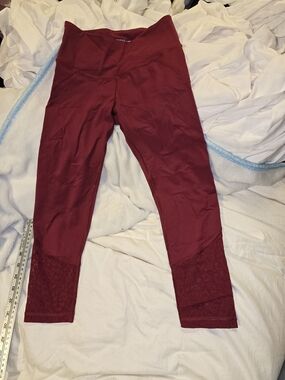Victoriasport By Victorias Secret, Burgundy color & Lace-Trim, Workout Leggings